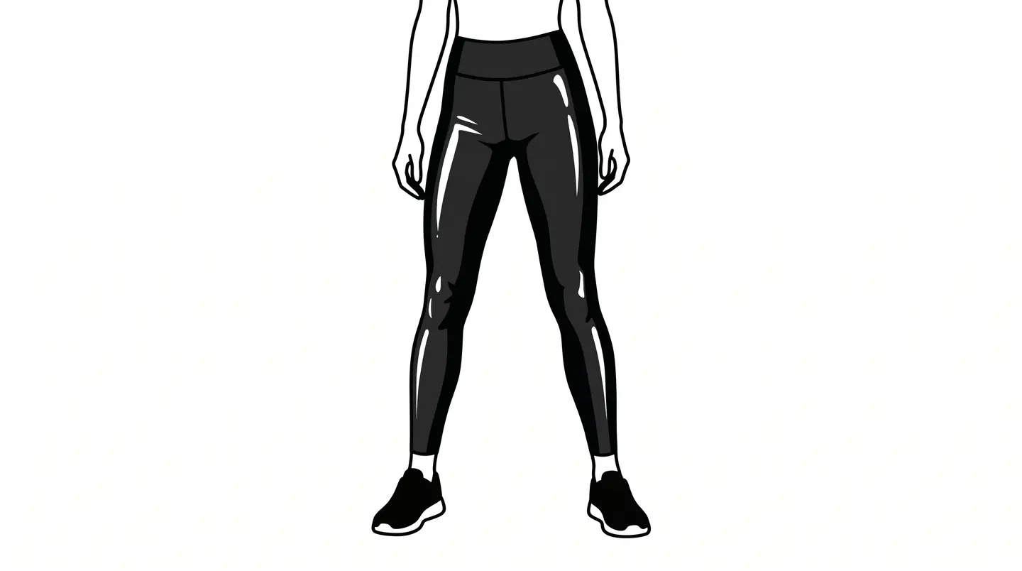 Black leggings photographed from the front on white.