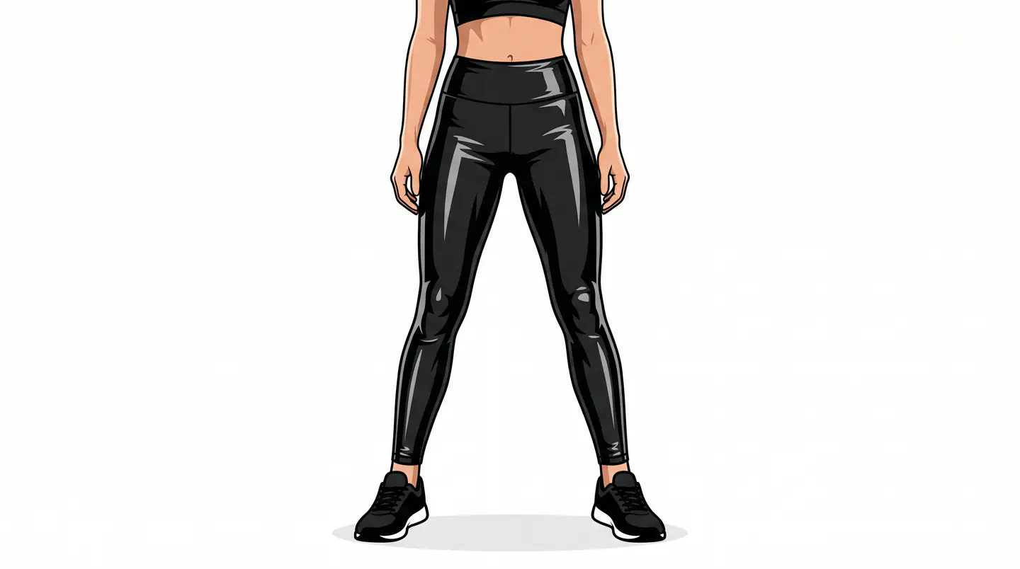 Black leggings photographed straight on against white.