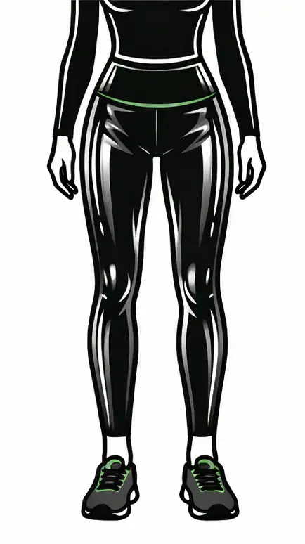 Black leggings with white side stripes on a white studio background.