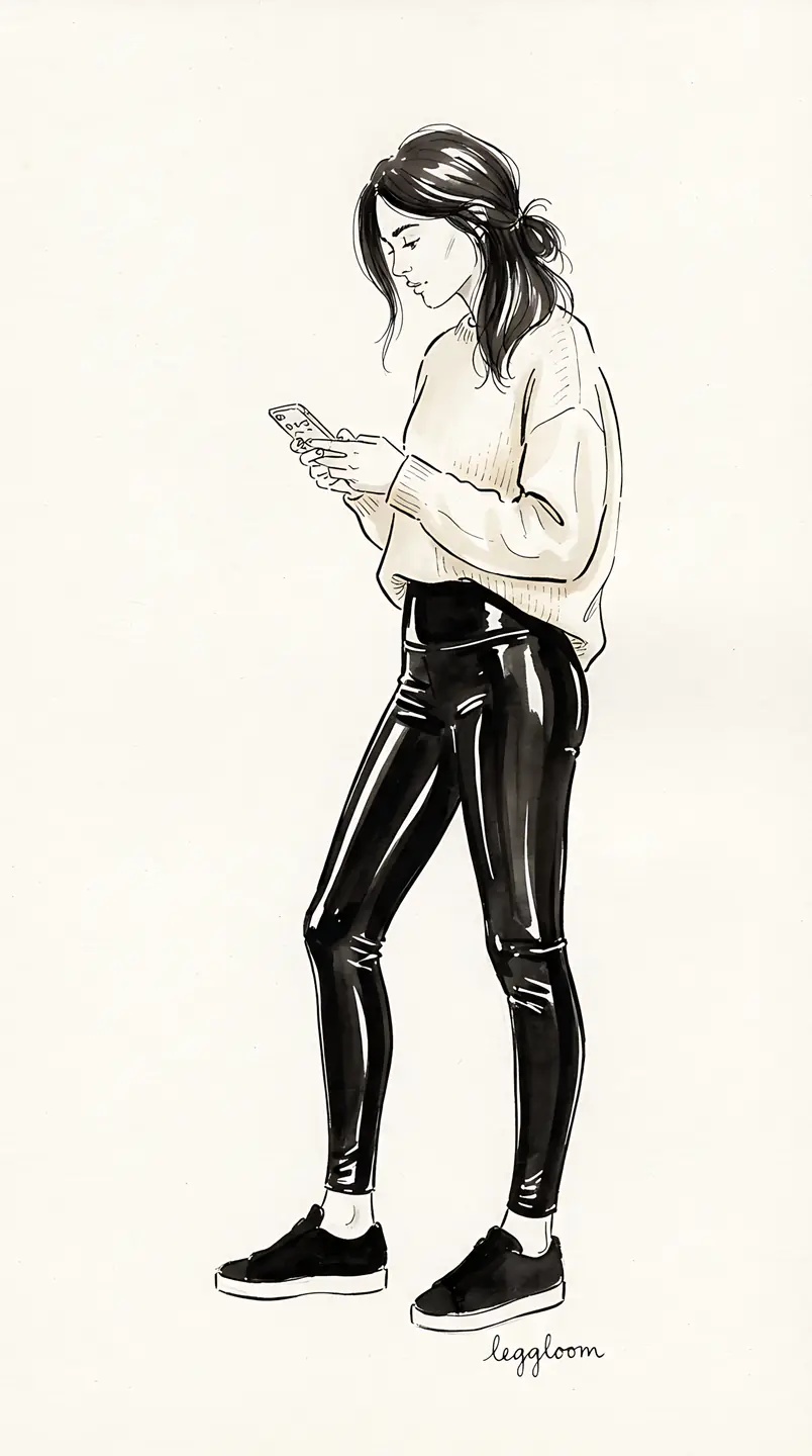 Illustration of a figure in profile reading a phone.