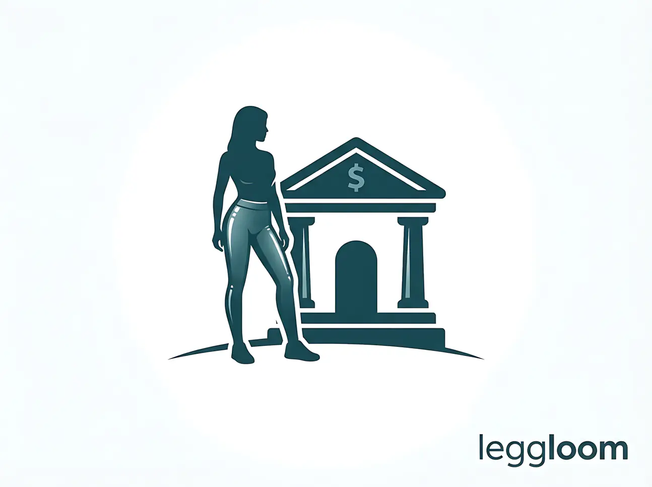 Silhouette figure beside a bank icon in a leggloom graphic.
