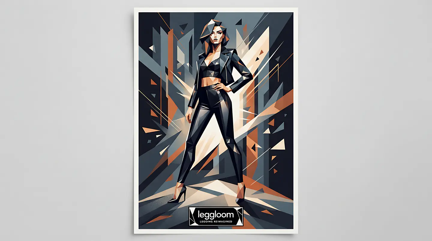 Geometric fashion poster featuring a figure in leggings.