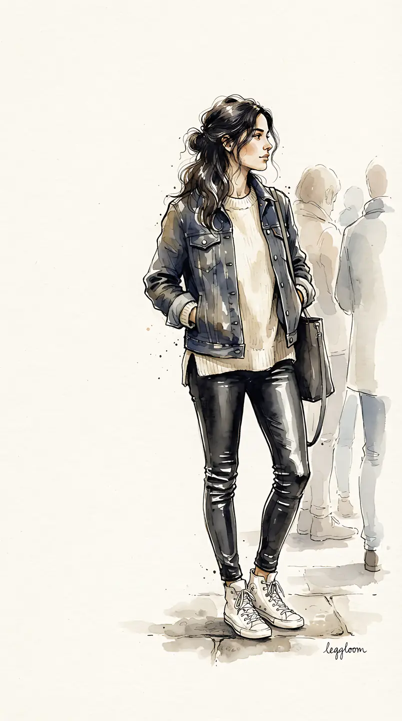 Painterly illustration of a figure standing in a crowd.