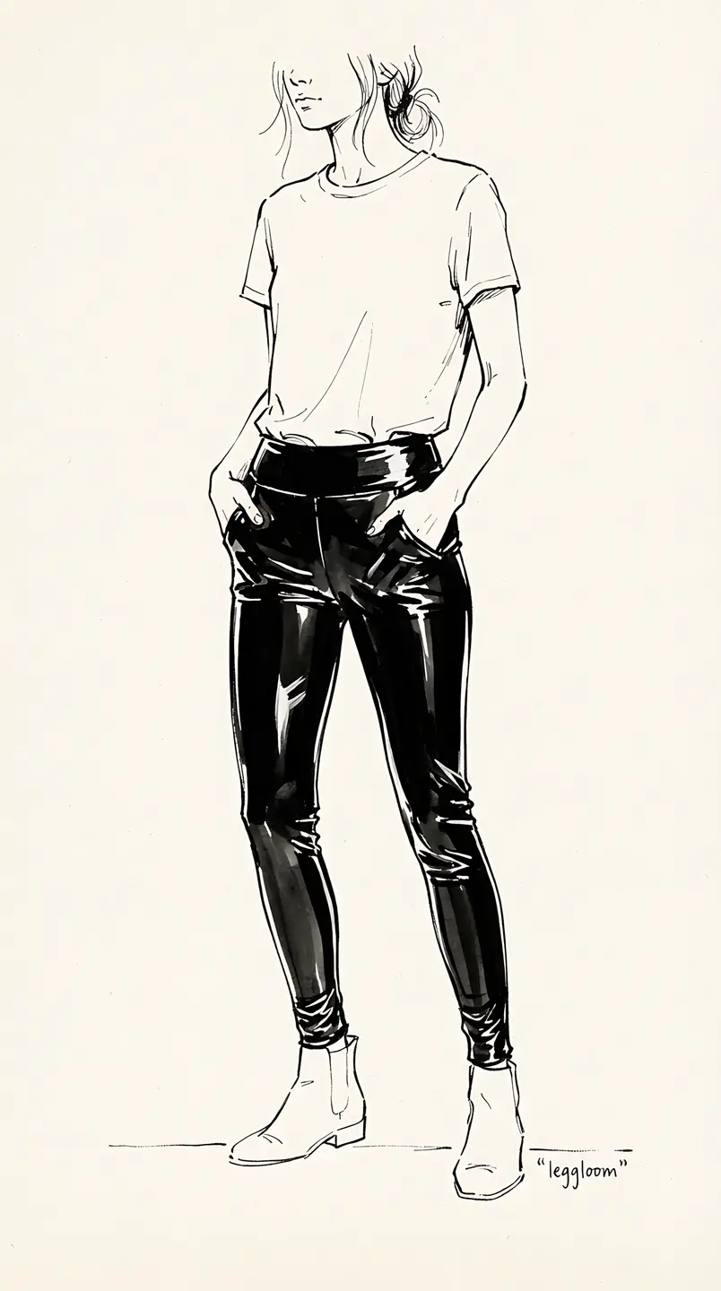 Minimalist ink drawing of a standing figure.