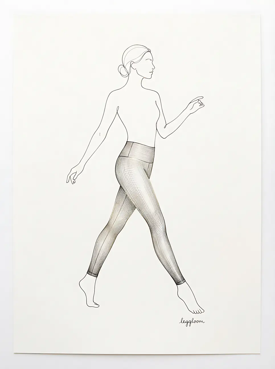 Minimal line drawing of a walking figure.