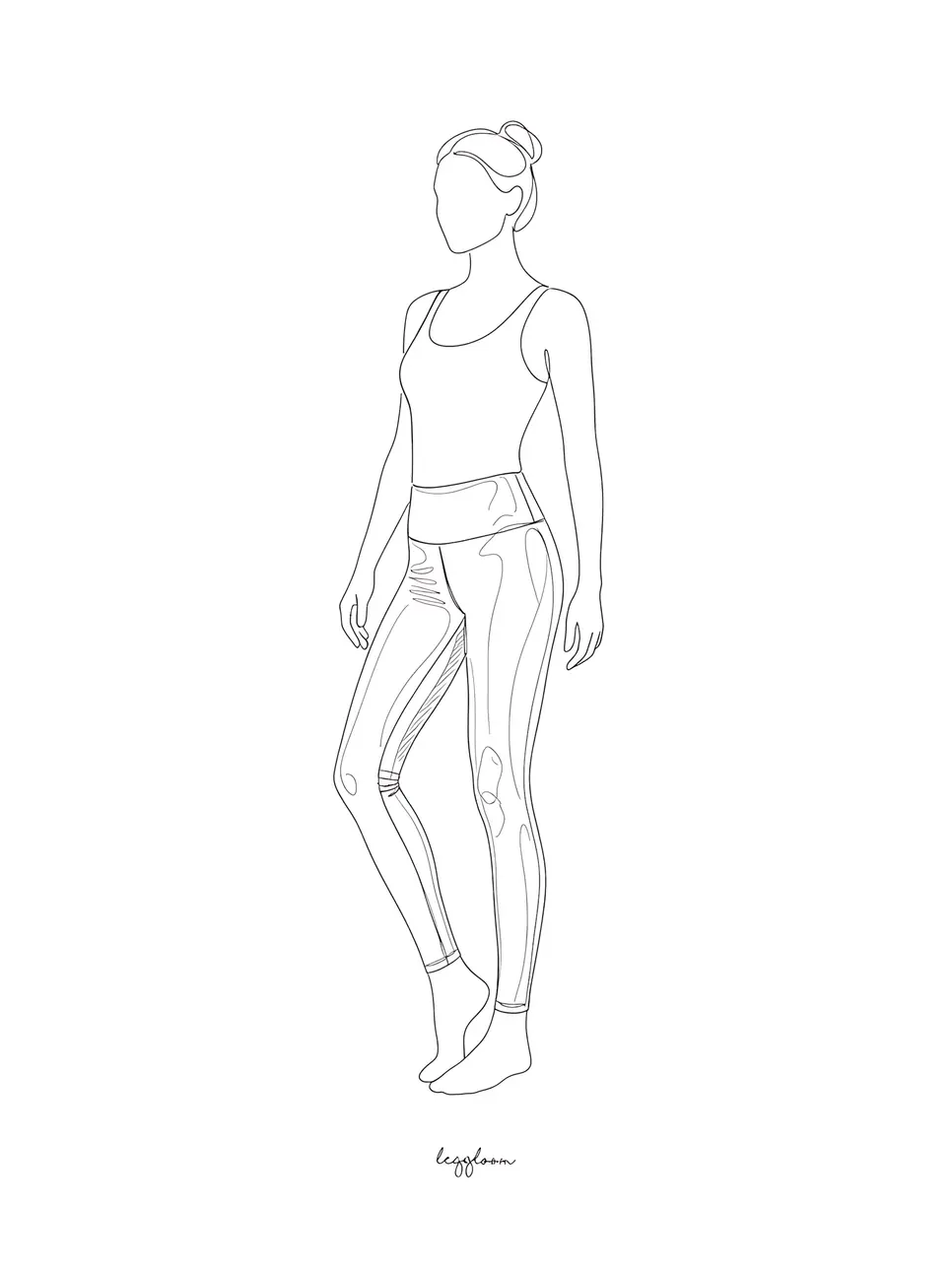 Minimal line-art outline of a standing figure.